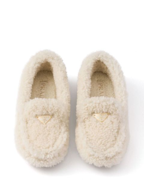 Prada shearling driving shoes - Neutrals