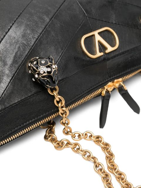 Valentino Garavani Panthea chevron-pattern shoulder bag - Black