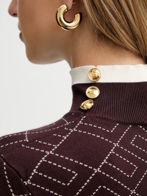 Elisabetta Franchi sukienka kolor bordowy midi dopasowana AM18T56E2