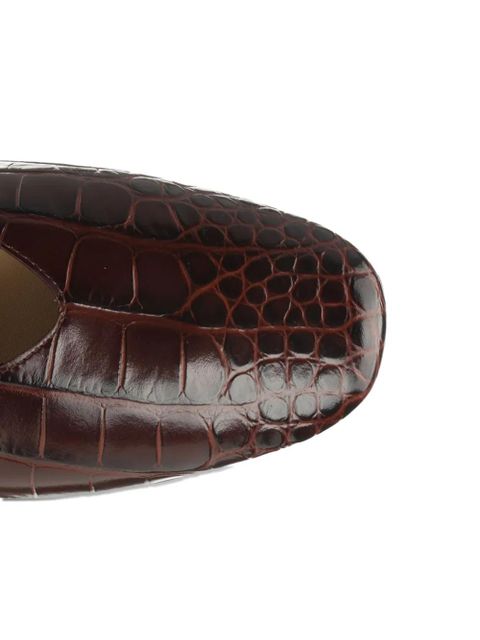 Le Monde Beryl Regency crocodile-effect pointed slippers - Brown