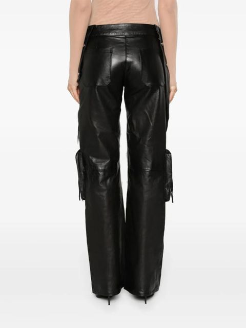 Blumarine straight-leg leather cargo trousers - Black