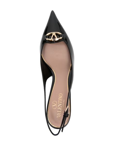 Valentino Garavani VLogo leather slingback pumps - Black
