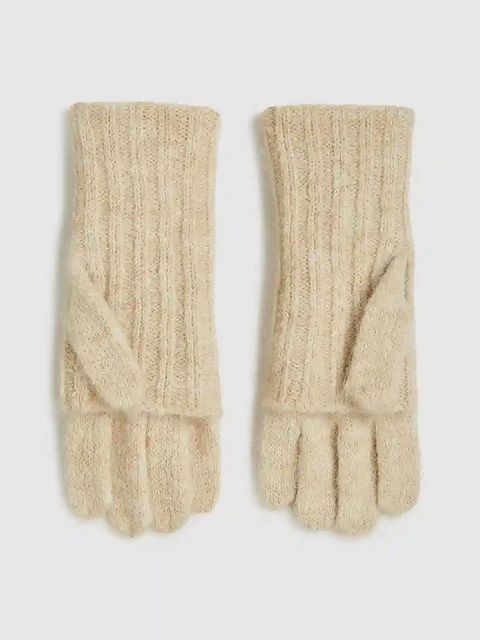 Karl Lagerfeld rękawiczki IKON damskie kolor beżowy A4W33054