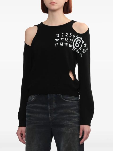 MM6 Maison Margiela numbers-print sweater - Black - zdjęcie produktu nr 2