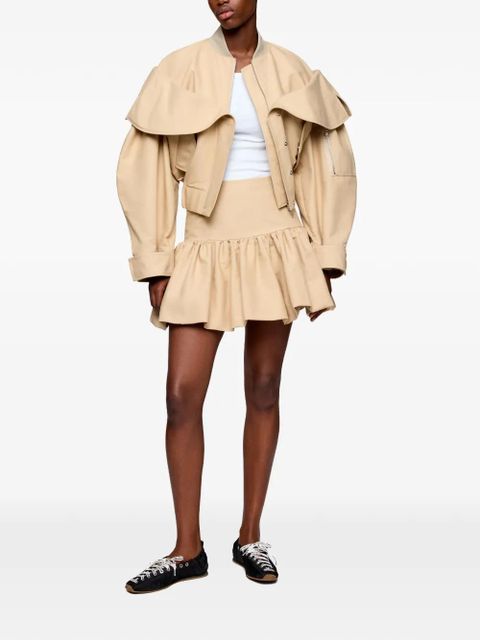 GANNI ruffled mini skirt - Neutrals