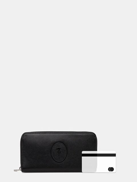 Trussardi portfel skórzany damski kolor czarny I028E000041N