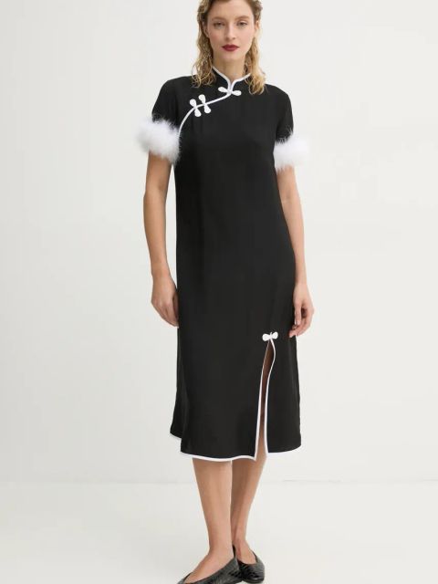 The Sleeper sukienka kolor czarny midi prosta DRDR03P002F