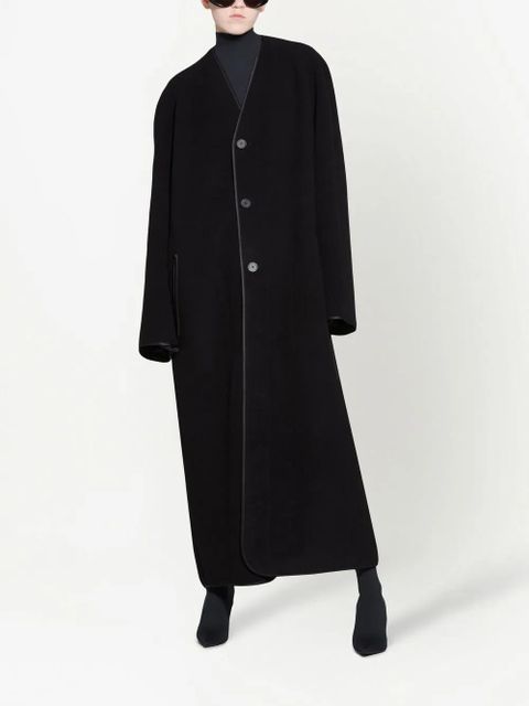 Balenciaga V-neck single-breasted coat - Black