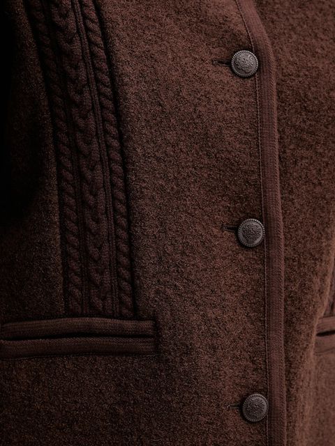 Hoss Intropia kurtka wełniana kolor brązowy przejściowa 5432678