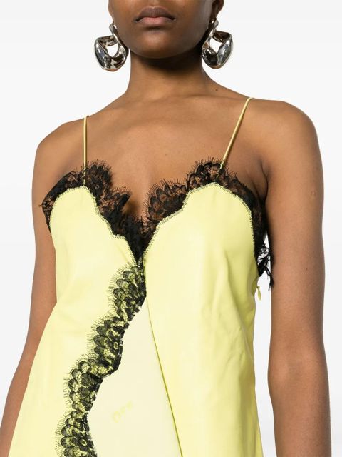 Off-White leather lace-detail dress - Yellow
