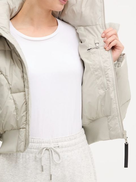 adidas by Stella McCartney kurtka ASMC Crop kolor beżowy zimowa oversize KA0645