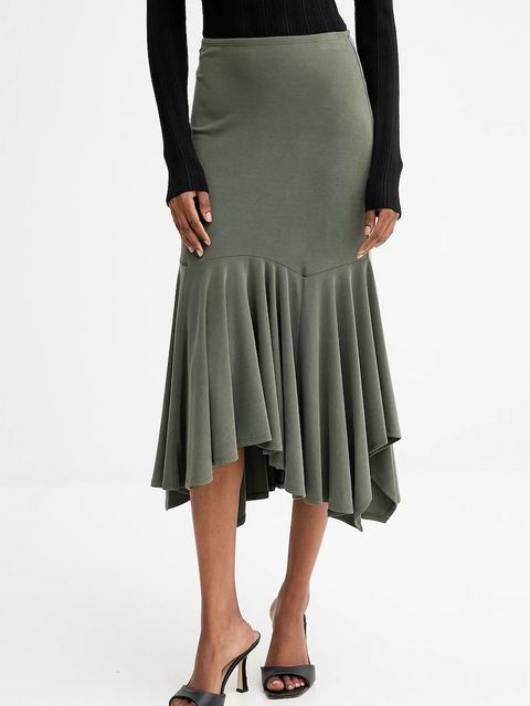 Guess spódnica KENZIE kolor zielony midi rozkloszowana W5YD85 KCTB2 - zdjęcie produktu nr 1