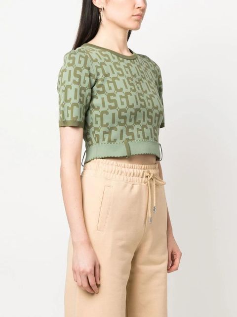 GCDS Matilda monogram cropped top - Green