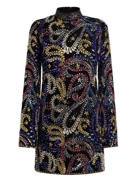 ETRO paisley-embroidered mini dress - Black - zdjęcie produktu nr 1