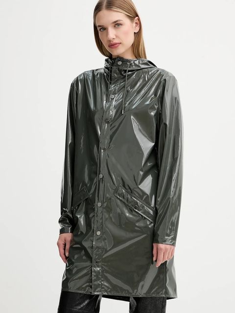 Rains kurtka 12020 Long Jacket kolor zielony przejściowa 12020 - zdjęcie produktu nr 1