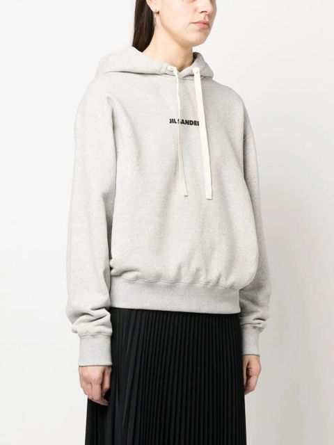 Jil Sander logo-print drawstring hoodie - Grey