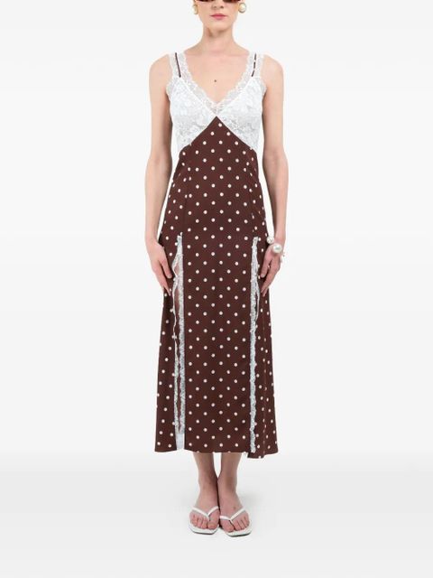 Rowen Rose polka-dots lace maxi dress - Brown