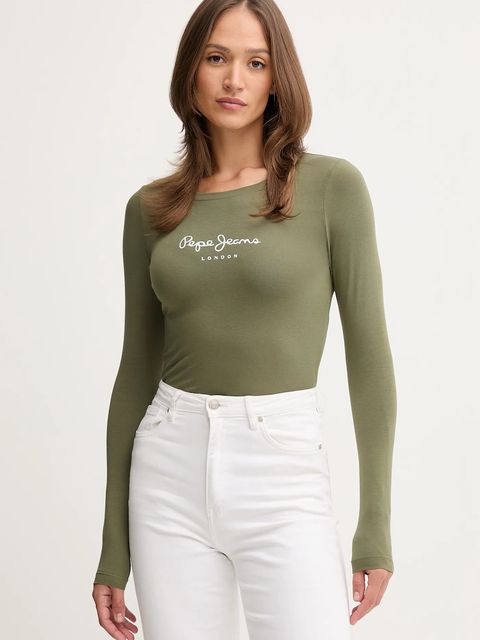Pepe Jeans longsleeve damski kolor zielony - zdjęcie produktu nr 1
