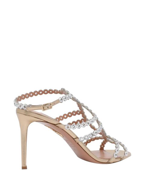 Aquazzura Mooncrush crystal-embellished sandals - Gold
