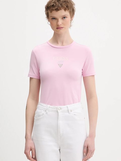 Guess Jeans t-shirt damski kolor różowy W6RI15 J1314 - zdjęcie produktu nr 1