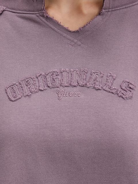 Guess Originals bluza bawełniana damska kolor fioletowy z aplikacją W5BQ27 KCPR1