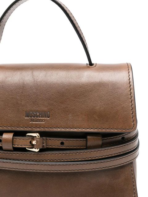 Moschino small Tie me buckle-strap tote bag - Brown