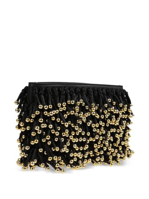 Simkhai Reese beaded fringe clutch bag - Black