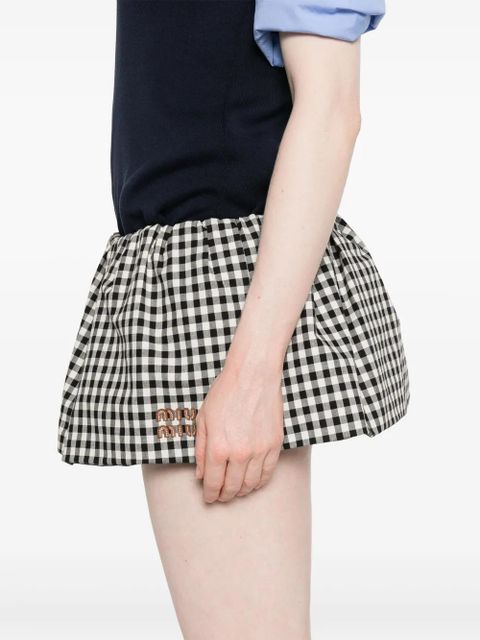 Miu Miu checked mini skirt - White