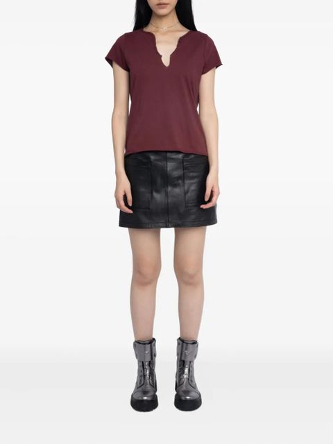Zadig&Voltaire crystal-embellished V-neck T-shirt - Red - zdjęcie produktu nr 2