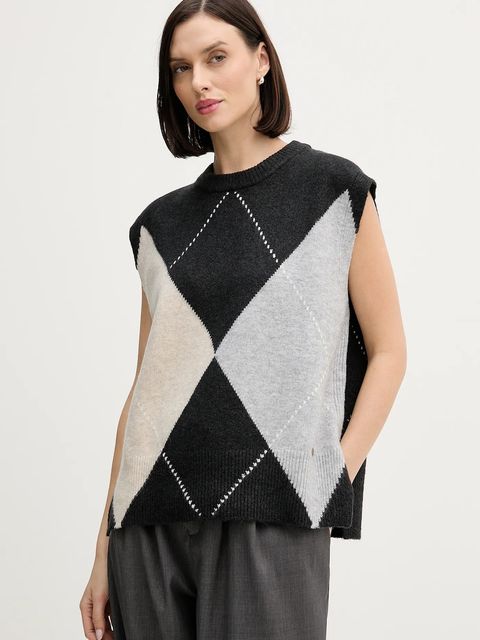 Pedro del Hierro kamizelka z domieszką wełny damski kolor szary 5502018