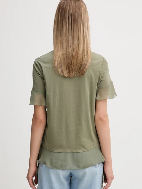 Sisley t-shirt bawełniany damski kolor zielony 3WHCL107U