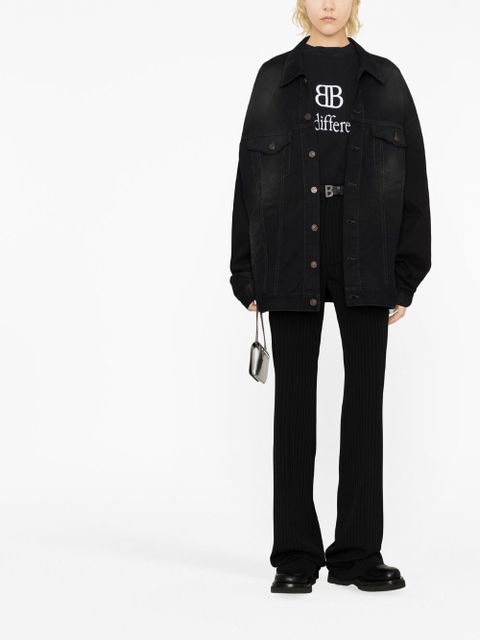 Balenciaga Political Campaign-logo oversized denim jacket - Black