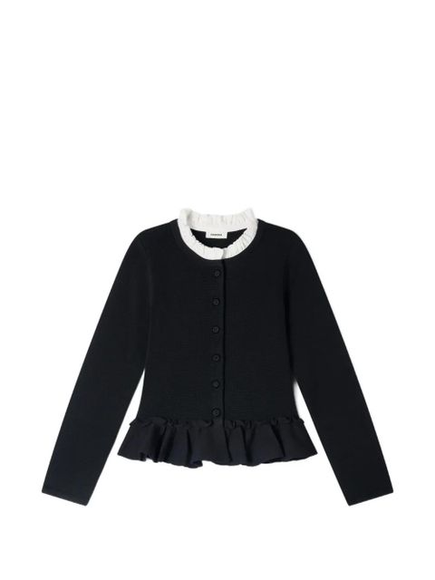 SANDRO ruffled detachable collar cardigan - Black - zdjęcie produktu nr 1