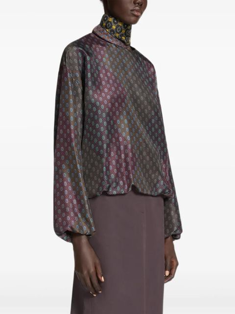 DRIES VAN NOTEN geometric-print blouse - Brown