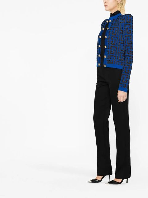 Balmain monogram jacquard cropped jacket - Blue - zdjęcie produktu nr 2