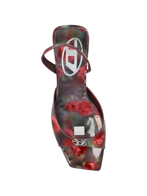 Diesel D-Amber floral-print slingback heeled sandals - Red