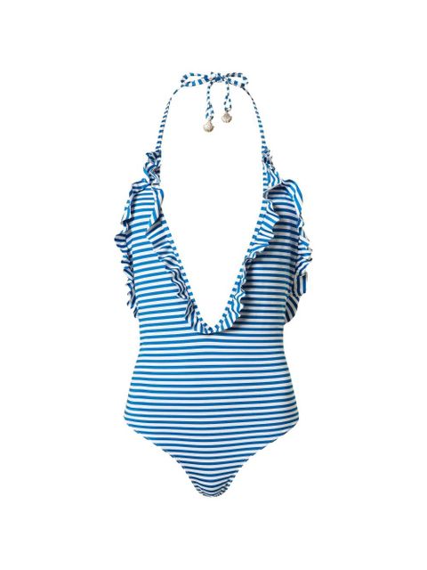 TWINSET ruffled striped bathing suit - Blue - zdjęcie produktu nr 1