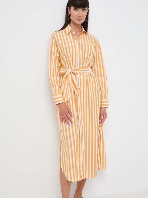 Weekend Max Mara sukienka bawełniana kolor pomarańczowy midi prosta 2415221142600
