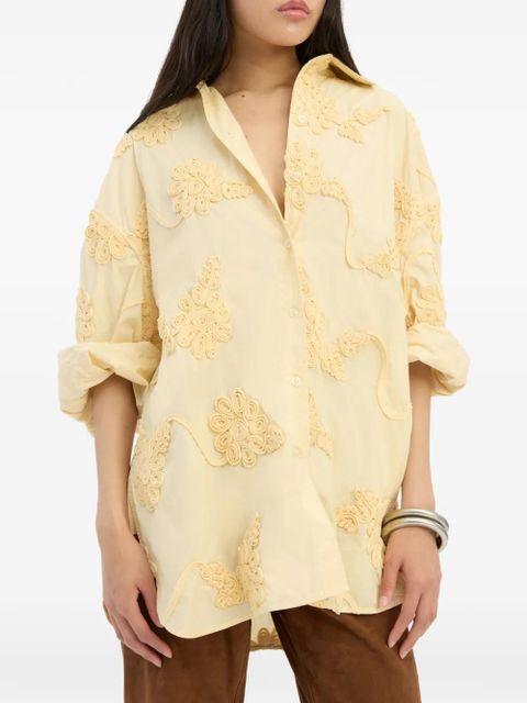 ROTATE BIRGER CHRISTENSEN floral-appliqué oversized shirt - Yellow