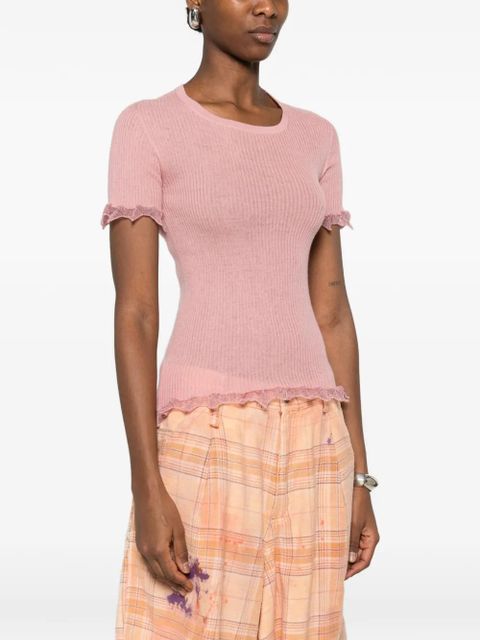Blumarine crew-neck ruffled T-shirt - Pink