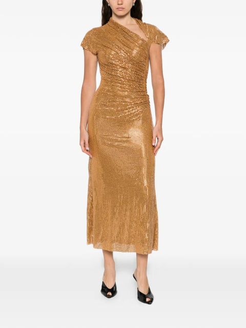 Self-Portrait rhinestoned-embellished midi dress - Gold - zdjęcie produktu nr 2