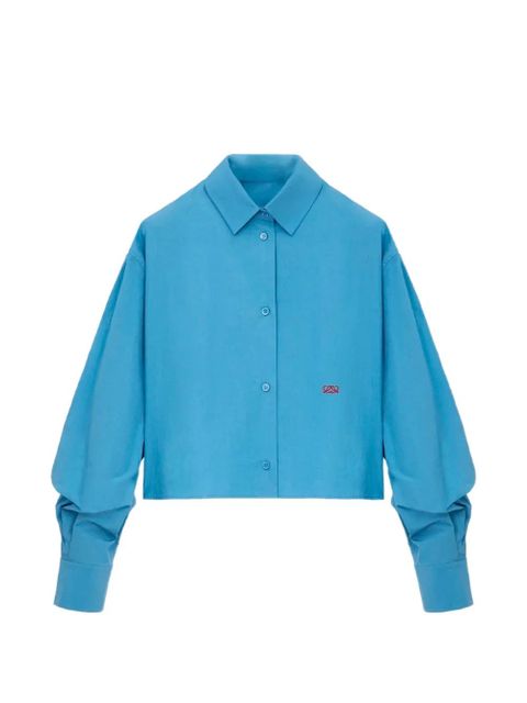 LOEWE cropped Anagram-embroidered shirt - Blue - zdjęcie produktu nr 1
