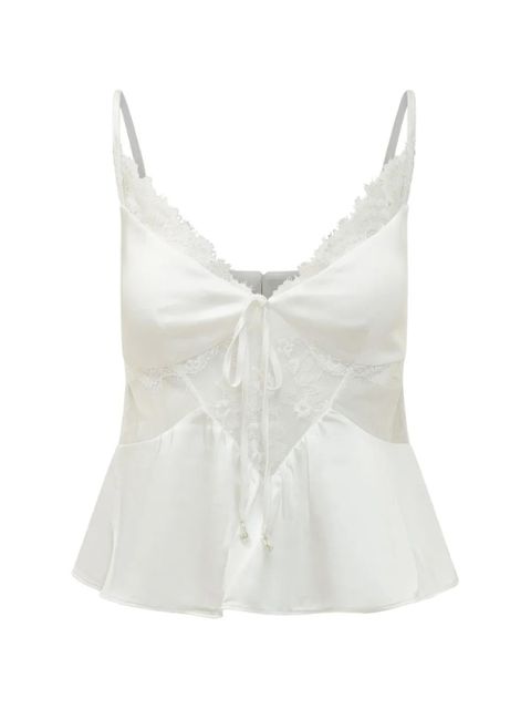 Self-Portrait satin lace top - White - zdjęcie produktu nr 1