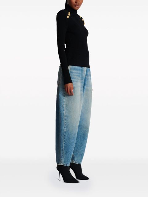Balmain button-embellished roll-neck jumper - Black