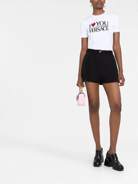 Versace crystal-embellished slogan T-shirt - White - zdjęcie produktu nr 2