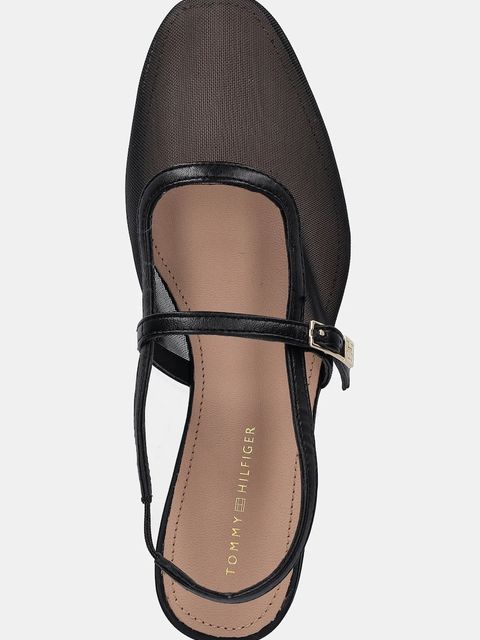 Tommy Hilfiger baleriny MESH ROUND HEEL BALLERINA kolor czarny z odkrytą piętą FW0FW08962