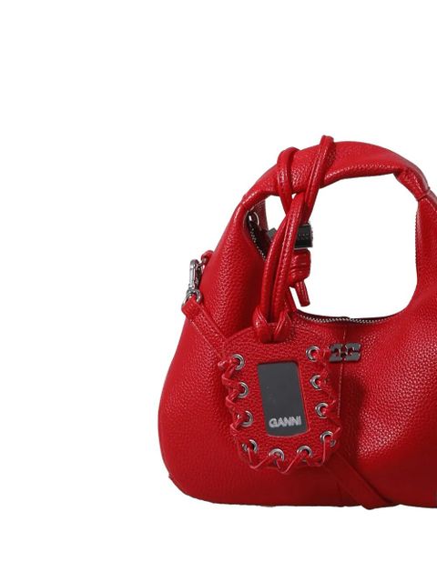 GANNI Mini Hobo lace detail tote bag - Red