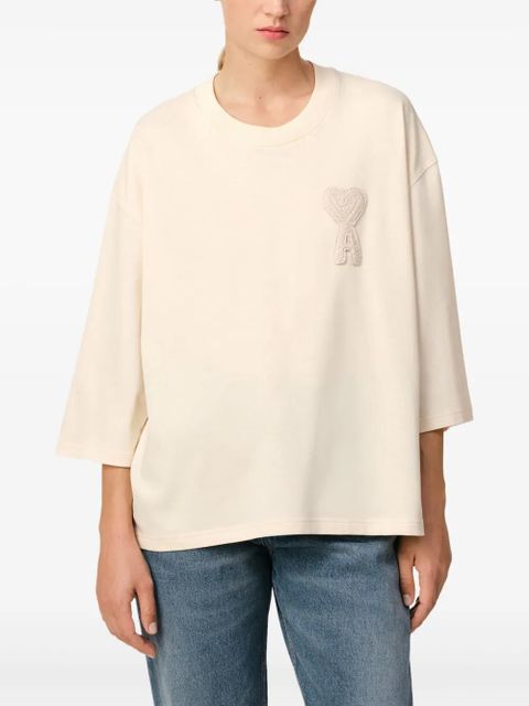 AMI Paris Ami de Coeur-patch cotton T-shirt - Neutrals