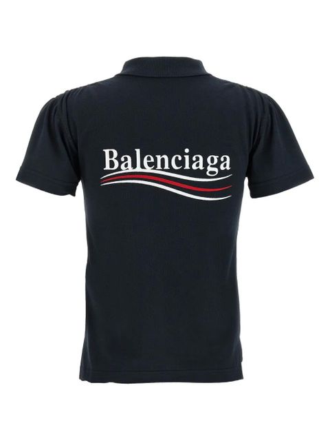 Balenciaga logo-embroidered polo top - Blue