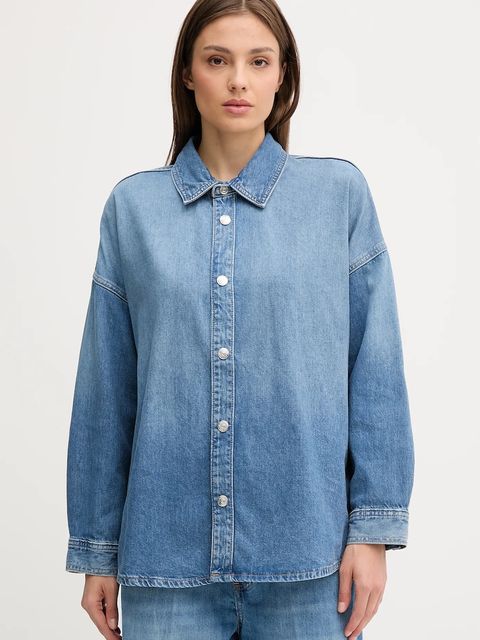 Calvin Klein Jeans koszula jeansowa damska kolor niebieski relaxed z kołnierzykiem klasycznym LV047C783G - zdjęcie produktu nr 1